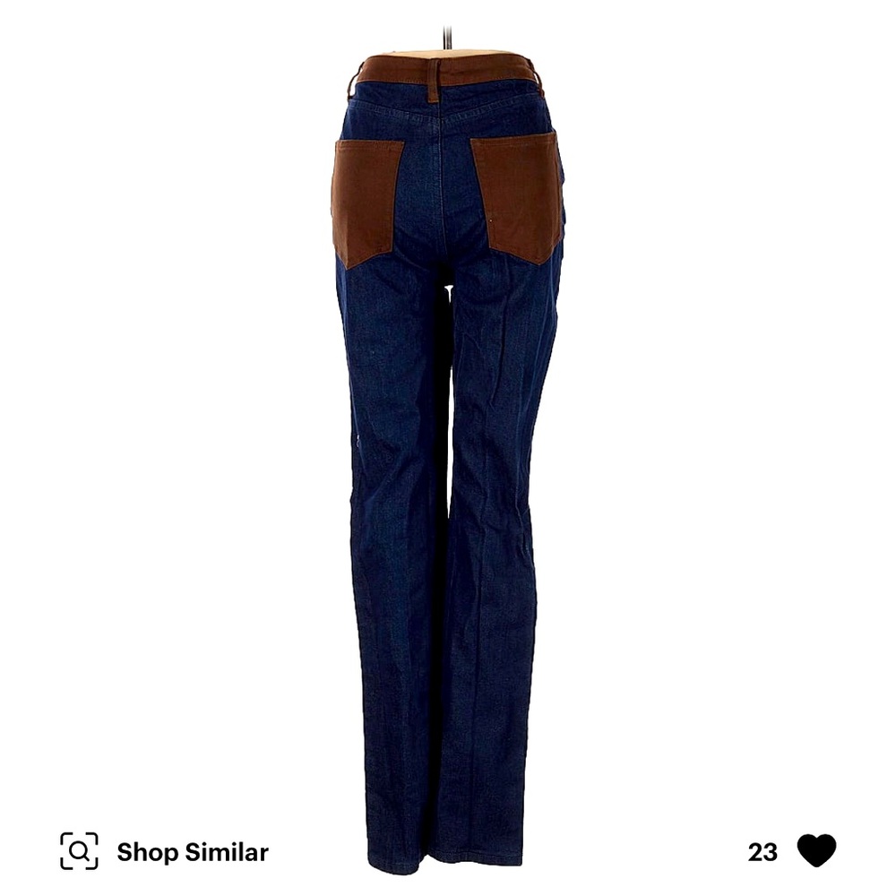 WeWoreWhat straight jeans with brown contrast pockets and waistband. Size 4.